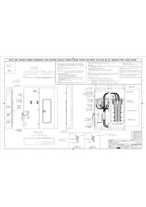 Outline Drawing | ASCO SERIES 185PQ Power Transfer Load Center | 200 Amps | Type 1 | 120/240V Single Phase | 3 Wire | 805312-001 (DISCONTINUED)