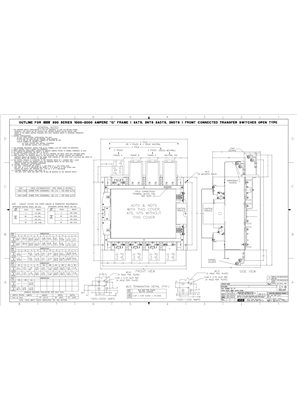 Outline Drawing | ASCO SERIES 200/300 Group G Transfer Switch (ATS/NTS/ADTS/NDTS) | 1000-2000 Amps | Open Type | Frame G | Front Connected | 1001395-004