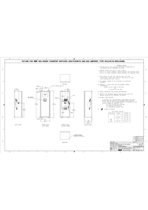 Outline Drawing | ASCO SERIES 300 Group G Transfer Switch (ATS/NTS) | 260-400 Amps | Type 3R/4/4X/12 | Frame E | 978723-001 (DISCONTINUED)