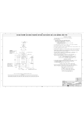 Outline Drawing | ASCO SERIES 300 Group G Transfer Switch (ATS/NTS) | 260 & 400 Amps | Open Type | Frame E | 978732-002 (DISCONTINUED)