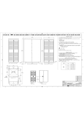 Outline Drawing | ASCO SERIES 300 Group G Transfer Switch (ATS/NTS/NDTS/ADTS) | 2600-3000 Amps | Type 3R Secure | Frame G | Rear Connected | 1001395-003