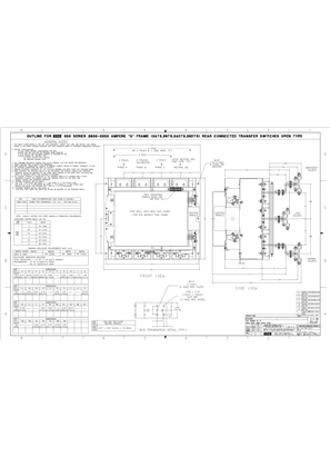Outline Drawing | ASCO SERIES 200/300 Group G Transfer Switch (ATS/NTS/NDTS/ADTS) | 2600-3200 Amps | Open Type | Frame G | Rear Connected | 1001395-005