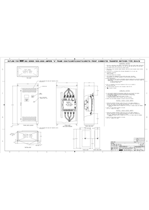 Outline Drawing | ASCO SERIES 300 Group G Transfer Switch (ATS/NTS/NDTS/ADTS) | 1000-2000 Amps | Type 3R/4/12 | Frame G | Front Connected | 10001395-006