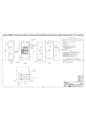 Outline Drawing | ASCO SERIES 300 Group G Transfer Switch (ATS/NTS/NDTS/ADTS) | 800-1000 Amps | Type 3R/4/4X/12 | Frame H | Front Connected | 1001394-002