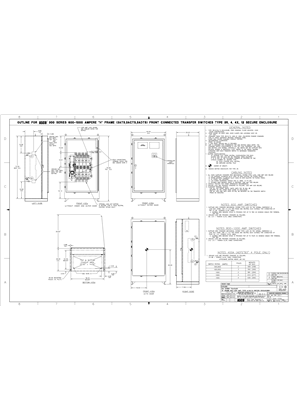 Outline Drawing | ASCO SERIES 300 Group G Transfer Switch (ATS/ACTS/ADTS) | 600-1200 Amps | Type 3R/4/4x/12 | Frame H | Front Connected | 1001394-006