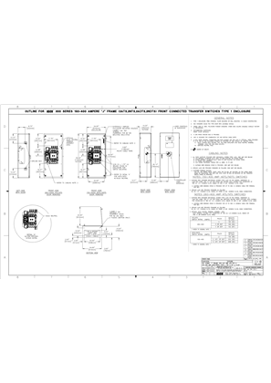 Outline Drawing | ASCO SERIES 300 Group G Transfer Switch (ATS/NTS/NDTS/ADTS) | 150-400 Amps | Type 1 | Frame J | Front Connected | 1001393