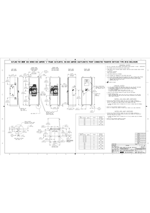 Outline Drawing | ASCO SERIES 300 Group G Transfer Switch (ATS/NTS/NDTS/ADTS) | 150-600 Amps | Type 3R/12 | Frame J | Front Connected | 1001393-002