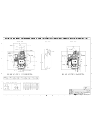 Outline Drawing | ASCO SERIES 200/300 Group G Transfer Switch (ATS/NTS/NDTS/ADTS) | 150-600 Amps | Open Type | Frame J | Front Connected | 1001393-005