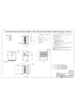  Outline Drawing | ASCO 4000/7000 SERIES Transfer Switch (ATS/ACTS/ADTS) | 4000 Amps | Open Type Bussed | Frame G | Rear Connected | 844459-003