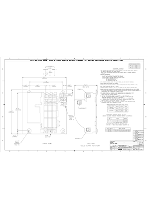 Outline Drawing | ASCO 4000/7000 SERIES Transfer Switch (ATS/NTS) | 30-230 Amps | Open Type | Frame D | 719687-001