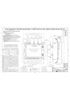 Outline Drawing | ASCO 4000/7000 SERIES Transfer Switch (ATS/ACTS/ADTS) | 1000-2000 Amps | Open Type | Frame G | Front Connected | 619589