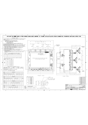 Outline Drawing | ASCO 4000/7000 SERIES Transfer Switch (ATS/ACTS/ADTS) | 2600-3200 Amps | Open Type | Frame G | Rear Connected | 725400-001