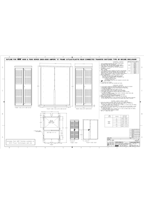 Outline Drawing | ASCO 4000/7000 SERIES Transfer Switch (ATS/ACTS/ADTS) | 2600-3000 Amps | Type 3R Secure | Frame G | Rear Connected | 725400-003