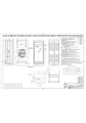 Outline Drawing | ASCO 4000/7000 SERIES Transfer Switch (ATS/ACTS/ADTS) | 1200 Amps | Type 3R Secure | Frame H | Front Connected | 713201-005