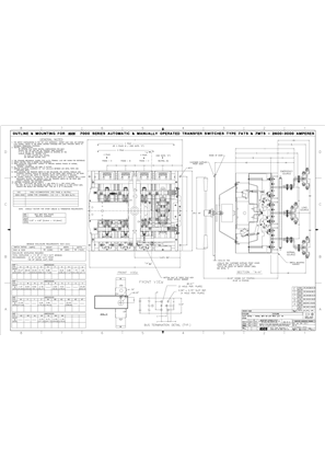 Outline Drawing | ASCO 7000 SERIES Automatic and Manual Transfer Switch (ATS/MTS) | 2600-3000 Amps | Open Type | Frame G | 725400-002