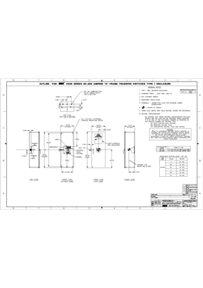 Outline Drawing | ASCO 7000 SERIES Automatic & Manual Transfer Switch (ATS/MTS) | 30-230 Amps | Type 1 | Frame D | 719687-003