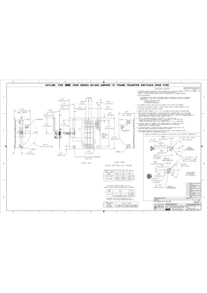 Outline Drawing | ASCO 7000 SERIES Automatic & Manual Transfer Switch (ATS/MTS) | 30-230 Amps | Open Type | Frame D | 719687-007