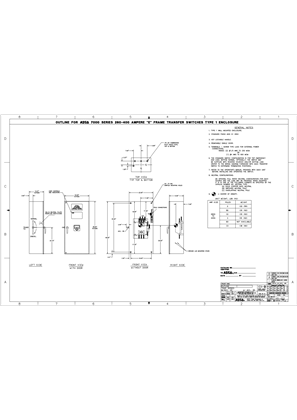 Outline Drawing | ASCO 7000 SERIES Automatic Transfer Switch (ATS) | 260-400 Amps | Type 1 | Frame E | 621165-002