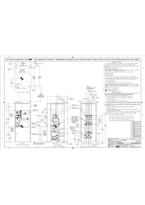 Outline Drawing | ASCO 7000 Automatic Transfer and Bypass-Isolation Switches (ATB/ACTB/ADTB) | 600-1200 Amps | Type 1 | Frame H | 736939