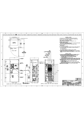 Outline Drawing | ASCO 7000 SERIES Automatic Transfer and Bypass-Isolation Switches (ATB/ACTB/ADTB) | 1000-1200 Amps | Open Type | Frame H | Front Connected | 736939-032