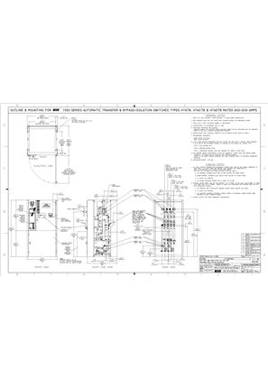 Outline Drawing | ASCO 7000 SERIES Automatic Transfer and Bypass-Isolation Switches (ATB/ACTB/ADTB) | 600-1200 Amps | Open Type | Frame H | 736939-002