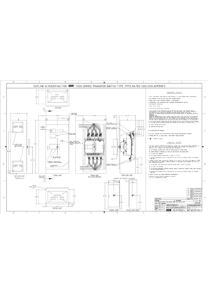 Outline Drawing | ASCO 7000 SERIES Manual Transfer Switch (MTS) | 1000-1200 Amps | Type 1 | 619413-003
