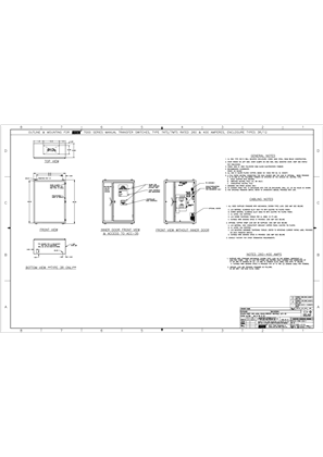 Outline Drawing | ASCO 7000 SERIES Transfer Switch (ATS/MTS) | 260-400 Amps | Type 3R/12 | Frame E | 623188-019