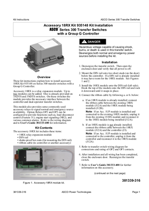Installation Manual | ASCO SERIES 300 Group G Controller Accessory | 18RX Kit 935148 | 381339-316