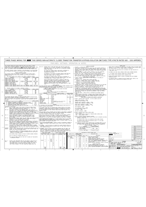 Wiring Diagram | ASCO 7000 SERIES Non Automatic Closed Transition & Bypass Isolation Transfer Switch (NCTB) | 600-1200 Amps | Frame H | Three Phase | 755570