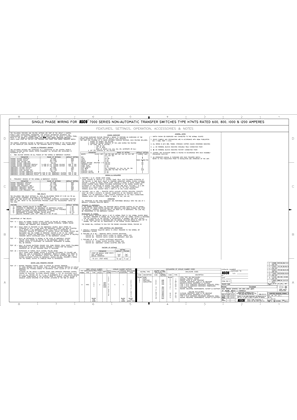 Wiring Diagram | ASCO 7000 SERIES Non Automatic Transfer Switch (NTS) | 600-1200 Amps | Frame H | Single Phase | 713510