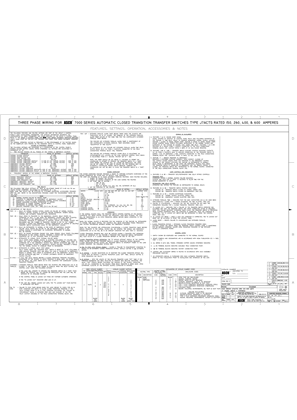 Wiring Diagram | ASCO 7000 SERIES Automatic & Service Entrance Closed Transition Transfer Switch (ACTS/ACUS) | 150-600 Amps | Frame J | Three Phase | 777226