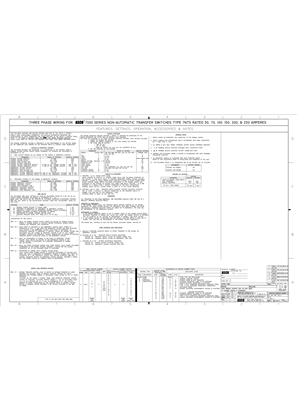 Wiring Diagram | ASCO 7000 SERIES Non Automatic Transfer Switch (NTS) | 30-230 Amps | Frame D | Three Phase | 718511