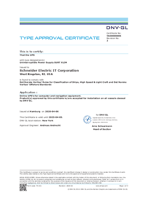 TYPE APPROVAL CERTIFICATE for SURT XLIM Series