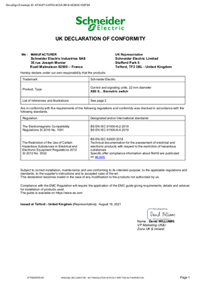 XB5S Biometric switches