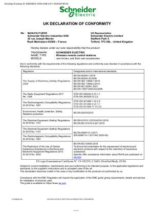 UK Declaration of Conformity eXLhoist Standard 2.4 GHz