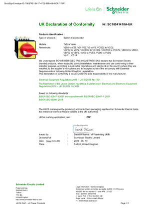 UKCA Declaration TeSys Mini-Vario, VARIO V02-V01-V0-V1-V2