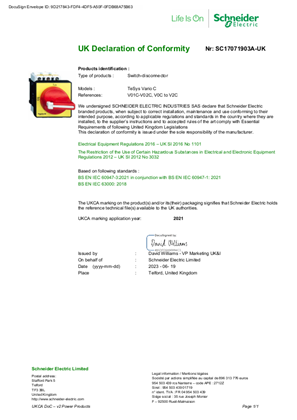 UKCA Declaration TeSys Vario V02C to V2C Switch-disconnector