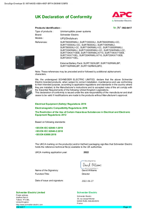 UKCA Declaration of Conformity 992-9417