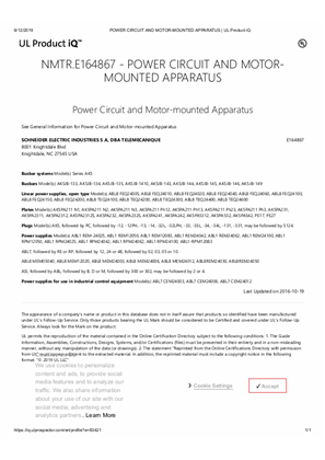 UL Certificate E164867 NMTR - ABL8MEM and ABL8REM