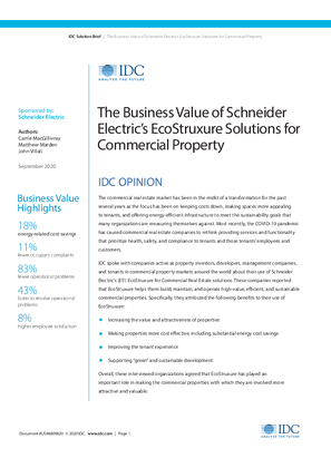 IDC Opinion Paper: The Business Value of Schneider Electric’s EcoStruxure Solutions for Commercial Property
