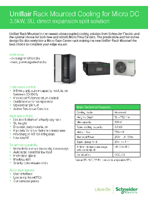 Uniflair Rack Mounted Cooling One Page Brochure