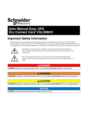User Manual Easy UPS Dry Contact Card VGLS9901I