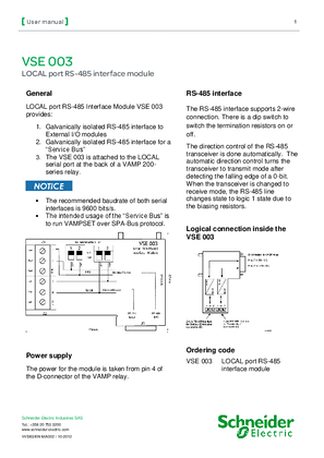 VSE 003 - LOCAL port RS-485 interface module - User manual