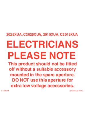 Installation Instructions - F1326/01 - Electricians Please Note, 21081