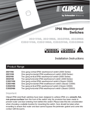 Installation Instructions - F1315/05 - IP66 Weatherproof Switches, 21089
