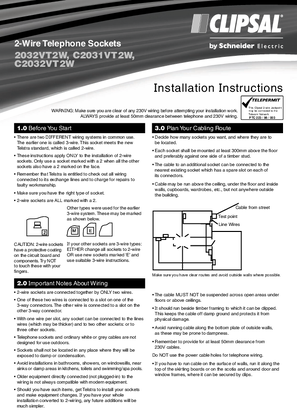 Installation Instructions - F1601/04 - 2-Wire Telephone Sockets, 21077