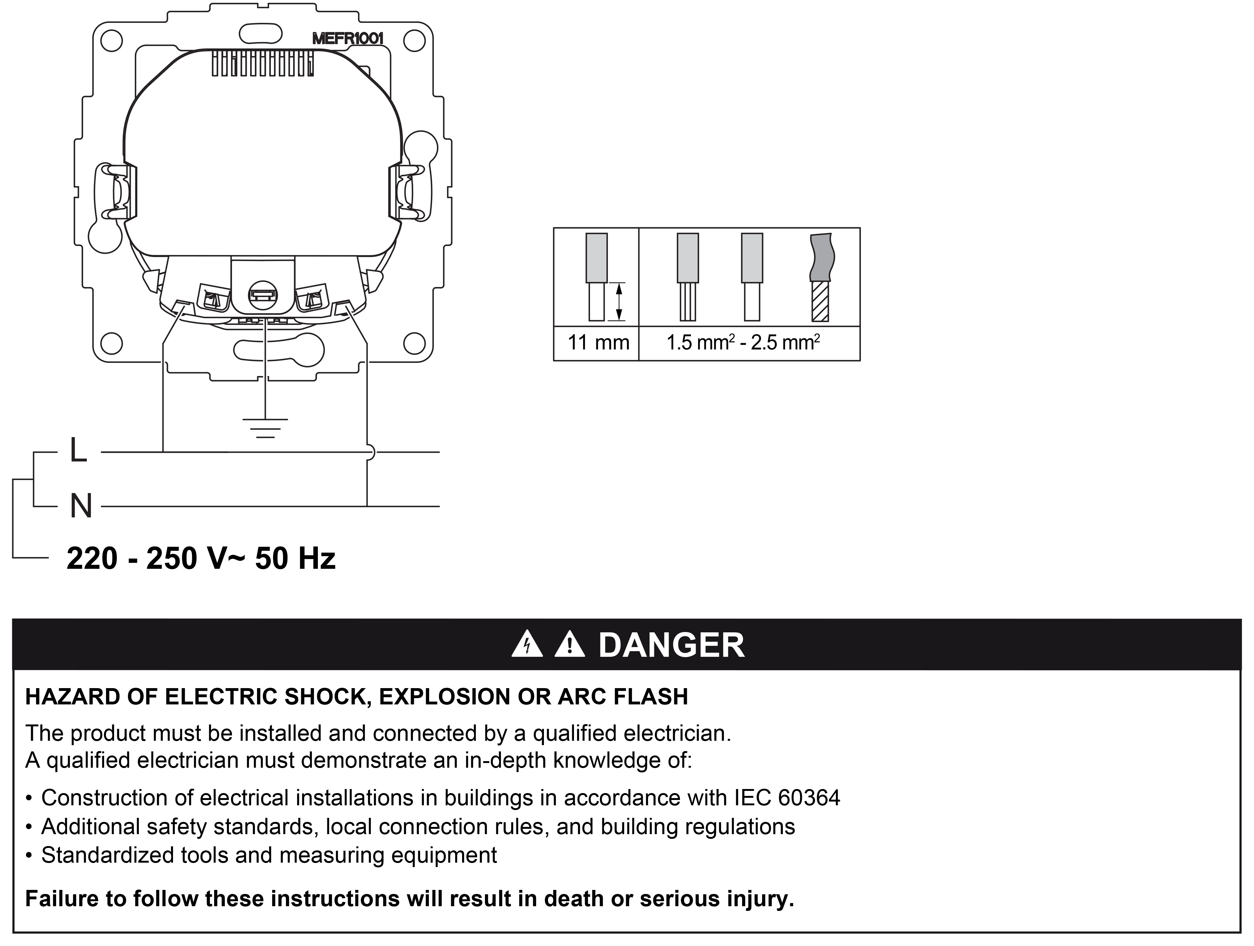 Socket outlet USB A and C, wiring diagram (en) Technical illustration