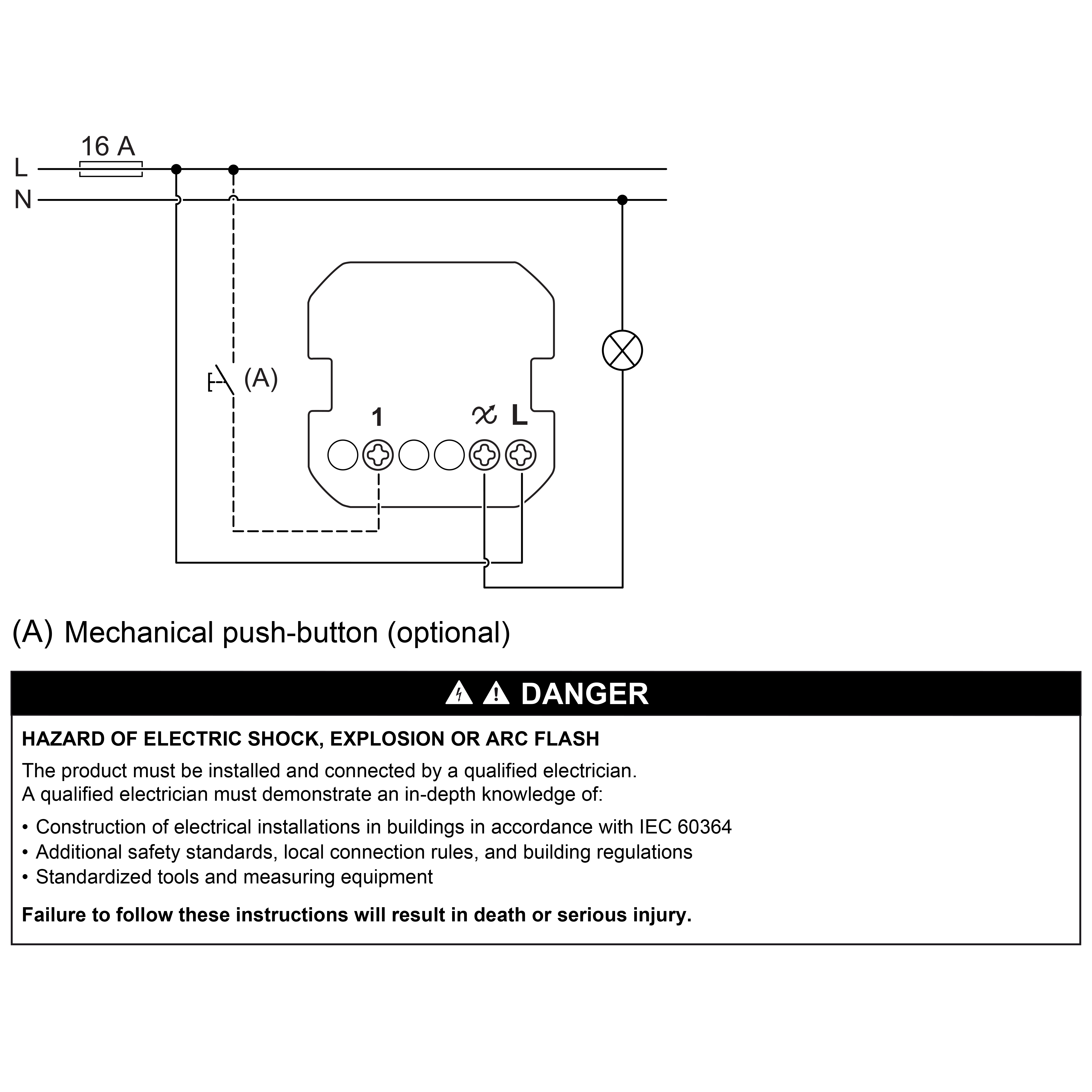 Rotary dimmer, wiring diagram (en) Technical illustration Schneider