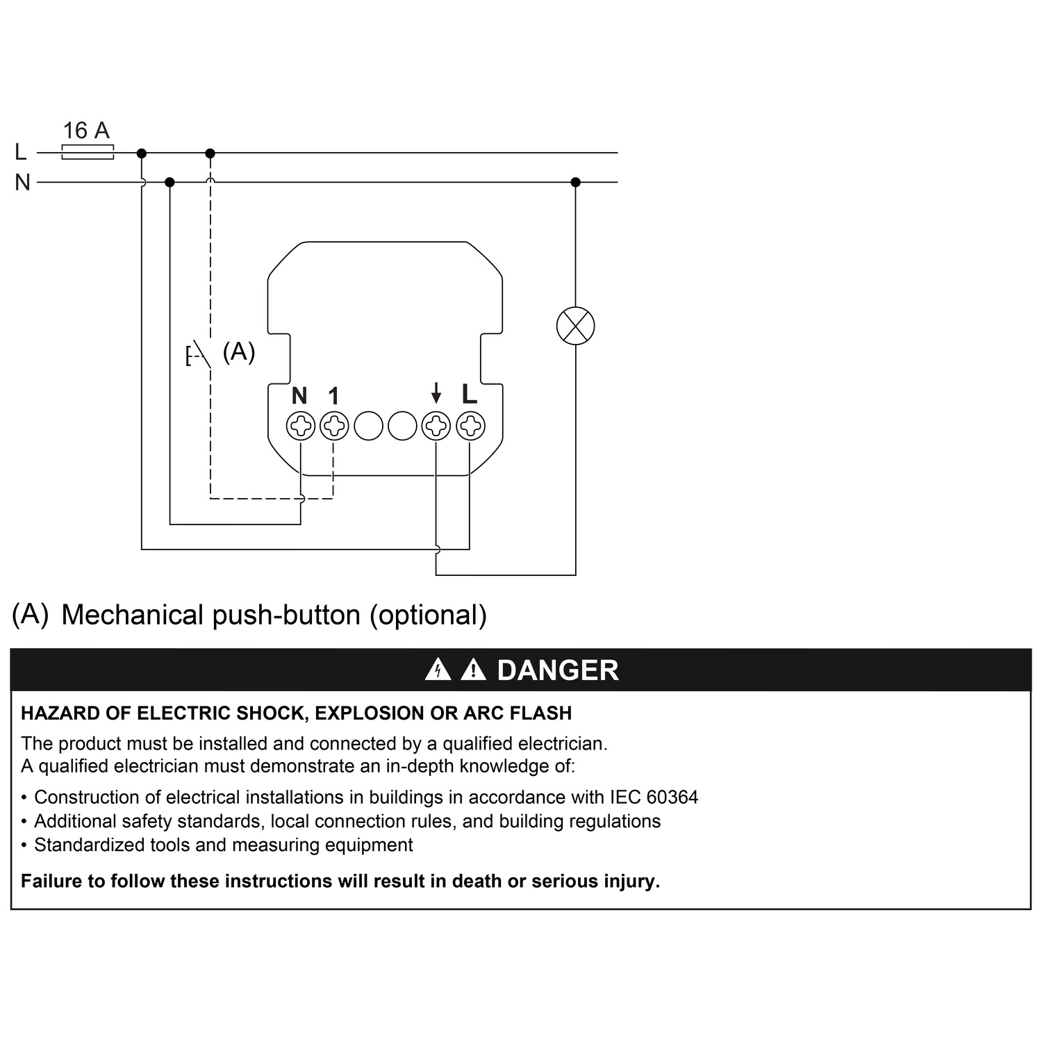 Connected motion sensor switch, wiring diagram (en) Technical