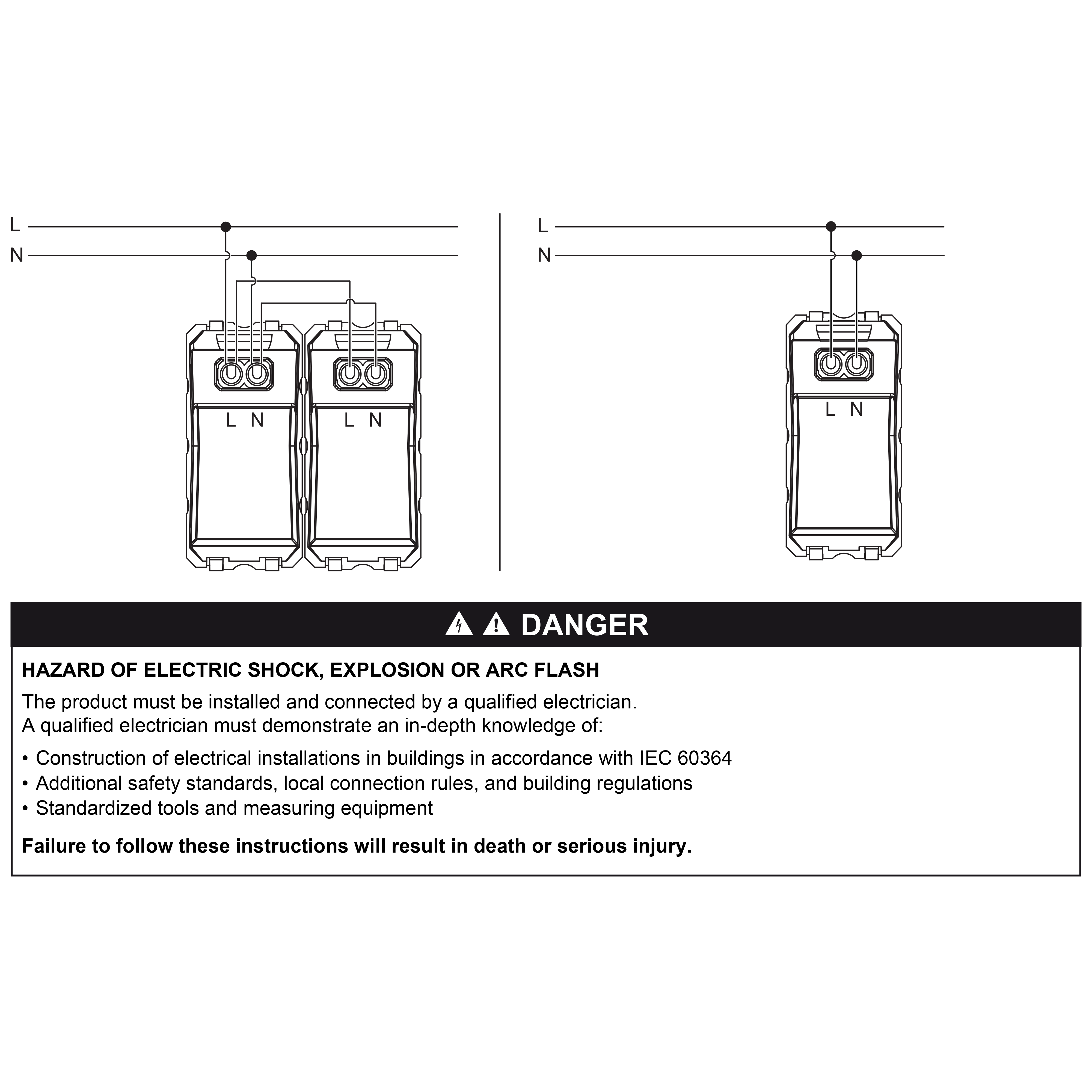 USB charger, wiring diagram (en) Technical illustration Schneider